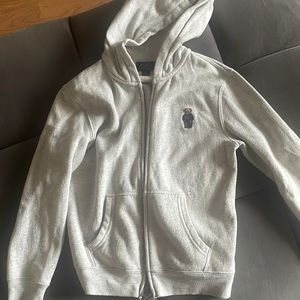 Polo Bear Grey Hoodie-Boys Size 7
